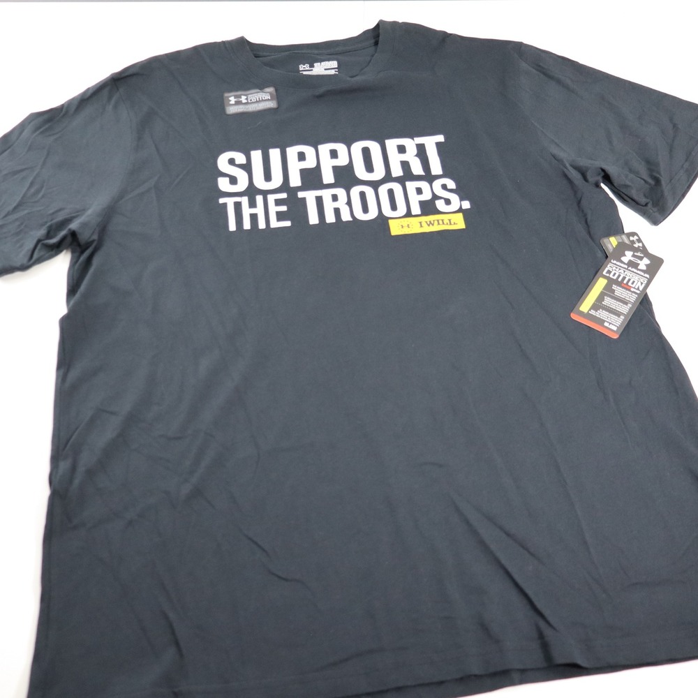 Under Armour Mens 2XL Support The Troops Black Charged Cotton T-Shirt 1233775 - Picture 3 of 9